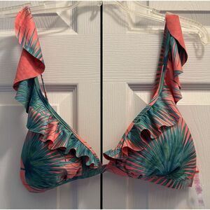 Victorias Secret Ruffled Palm Leaf Bikini Top Size XL NWOT